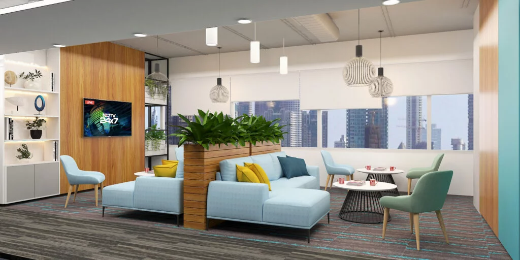 The importance of having a fully equipped lounge space in office.